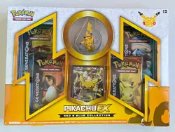 Pokemon Trading Card Game Pikachu EX Red & Blue Collection Box (Damaged Box) - Image 1