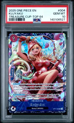 2025 ONE PIECE PROMOS TREASURE CUP-TOP 64 #004 KUJYAKU PSA 10 - Image 1