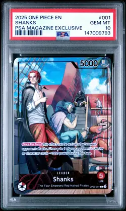 2025 ONE PIECE PROMOS PSA MAGAZINE EXCLUSIVE #001 SHANKS PSA 10 - Image 1