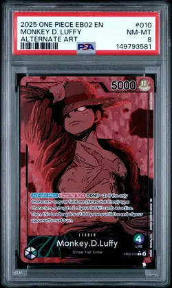 2025 ONE PIECE EB02-ANIME 25TH COLLECTION ALT ART #010 MONKEY D. LUFFY PSA 8 - Image 1