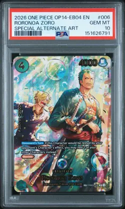 2026 ONE PIECE OP14-EB04-THE AZURE SEA'S SEVEN #006 RORONOA ZORO PSA 10 - Image 1