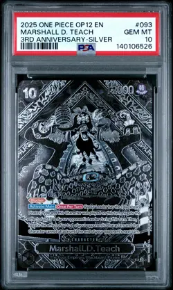 2025 ONE PIECE OP12-LEGACY OF THE MASTER 3RD ANV-SILVER MARSHALL D. TEACH PSA 10 - Image 1