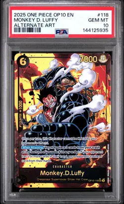 2025 ONE PIECE OP10-ROYAL BLOOD ALTERNATE ART #118 MONKEY D. LUFFY PSA 10 - Image 1