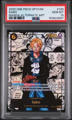 2025 ONE PIECE OP13-CARRYING ON HIS WILL MANGA ALTERNATE ART #120 SABO PSA 10 - Image 1