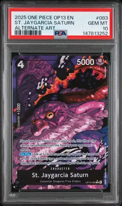 2025 ONE PIECE OP13-CARRYING ON HIS WILL ALT ART#083 ST. JAYGARCIA SATURN PSA 10 - Image 1
