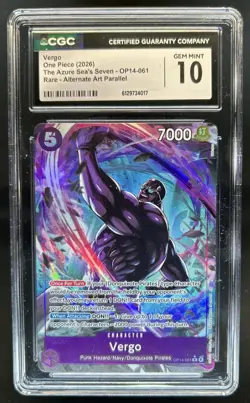 2026 One Piece Azure Sea's Seven Vergo Rare Alternate Art #OP14-061 CGC 10 - Image 1