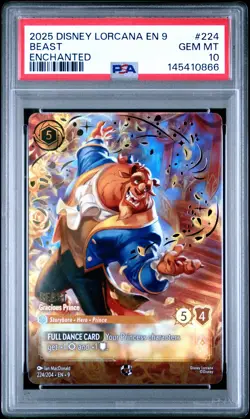 2025 DISNEY LORCANA EN 9-FABLED ENCHANTED #224 BEAST - GRACIOUS PRINCE PSA 10 - Image 1