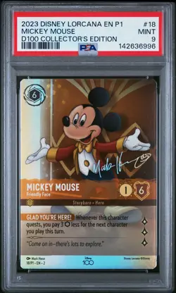 2023 DISNEY LORCANA EN P1-PROMO #18 MICKEY MOUSE FRIENDLY FACE PSA 9 - Image 1
