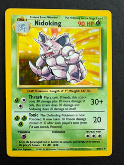 Nidoking 11/102 Base Set Holo Rare Unlimited LP Pokemon Card - Image 1