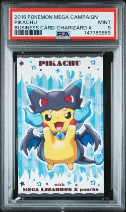 2015 POKEMON JPN STRONG CUTE PIKACHU MEGA CAMPAIGN BUSINESS CARDS PIKACHU PSA 9 - Image 1