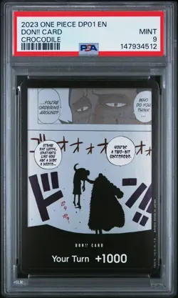 2023 ONE PIECE DOUBLE PACK VOLUME 1 CROCODILE DON!! CARD PSA 9 - Image 1