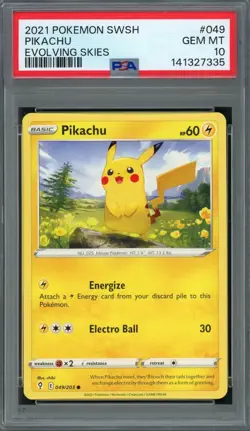 PSA 10 Pikachu Evolving Skies 049/203 Pokemon Card B8 - Image 1