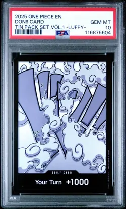 2025 ONE PIECE PROMOS TIN PACK SET VOL.1 -LUFFY- DON!! CARD PSA 10 - Image 1