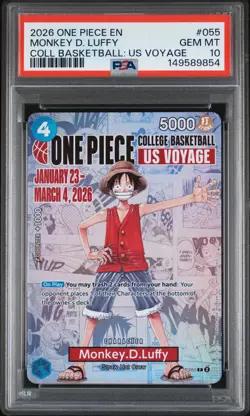2026 ONE PIECE PROMOS COLLEGE BASKETBALL: US VOYAGE MONKEY D. LUFFY PSA 10 - Image 1