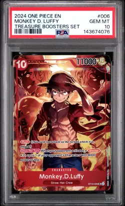 2024 ONE PIECE PROMOS TREASURE BOOSTERS SET #006 MONKEY D. LUFFY PSA 10 - Image 1