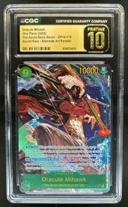 2026 One Piece Dracule Mihawk Secret Rare Alt Art Pristine #OP14-119 CGC 10 - Image 1