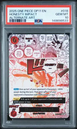 2025 ONE PIECE OP11-A FIST OF DIVINE SPEED ALTERNATE ART HONESTY IMPACT PSA 10 - Image 1