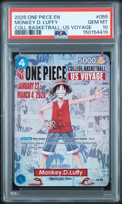 2026 ONE PIECE COLLEGE BASKETBALL: US VOYAGE PROMO MONKEY D. LUFFY PSA 10 - Image 1