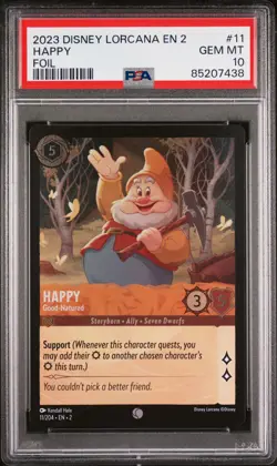 2023 DISNEY LORCANA EN 2-RISE OF THE FLOODBORN FOIL HAPPY GOOD-NATURED PSA 10 - Image 1