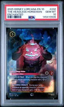 2025 DISNEY LORCANA WHISPERS IN THE WELL ENCHANTED #232 HEADLESS HORSEMAN PSA 10 - Image 1