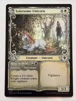 MTG Throne of Eldraine Lonesome Unicorn Showcase Foil 276 NM - Image 1