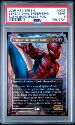 2025 MTG MARVEL'S SPIDER-MAN ETERNAL #0025 SENSATIONAL SPIDER-MAN PSA 9 - Image 1