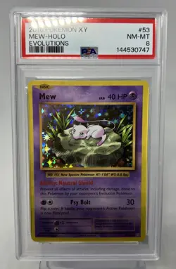 2016 POKEMON XY EVOLUTIONS #53 MEW-HOLO PSA 8 - Image 1