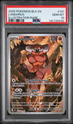 2025 POKEMON BLK EN-BLACK BOLT ILLUSTRATION RARE #131 LANDORUS PSA 10 - Image 1