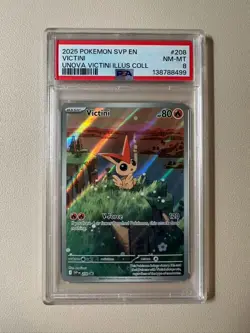 (D) 2025 Pokemon SVP EN 208 Victini Illustration Collection Promo PSA 8 - Image 1