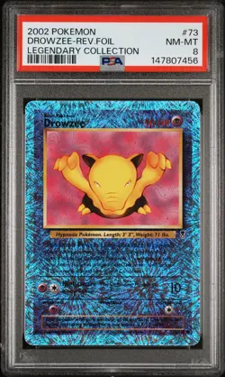 2002 POKEMON LEGENDARY COLLECTION #73 DROWZEE-REVERSE FOIL PSA 8 - Image 1