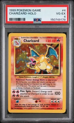1999 POKEMON BASE SET UNLIMITED #4 CHARIZARD-HOLO PSA 4 - Image 1