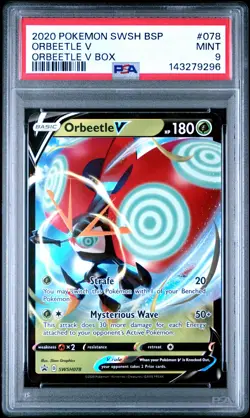 2020 POKEMON SWSH BLACK STAR PROMO ORBEETLE V BOX #078 ORBEETLE V PSA 9 - Image 1