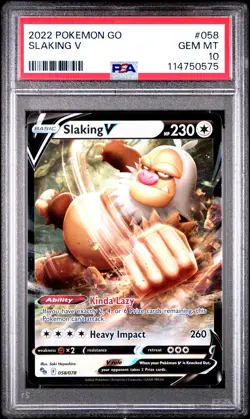 2022 POKEMON GO #058 SLAKING V PSA 10 - Image 1