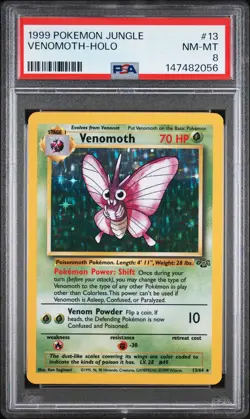 1999 POKEMON JUNGLE #13 VENOMOTH-HOLO PSA 8 - Image 1