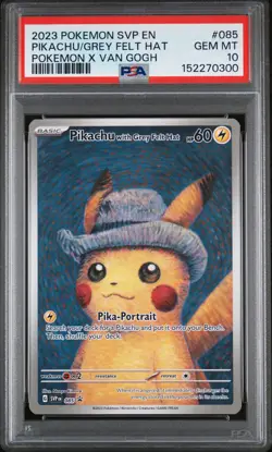 2023 POKEMON SVP EN-SV BLACK STAR PROMO #085 PIKACHU WITH GREY FELT HAT PSA 10 - Image 1