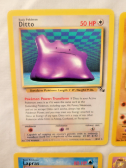 1999 Pokemon Vintage 4 Lot ALL RARES Ditto Hitmonlee Lapras Hypno Fossil Set LP - Image 3