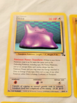 1999 Pokemon Vintage 4 Lot ALL RARES Ditto Hitmonlee Lapras Hypno Fossil Set LP - Image 4