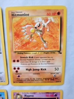 1999 Pokemon Vintage 4 Lot ALL RARES Ditto Hitmonlee Lapras Hypno Fossil Set LP - Image 5