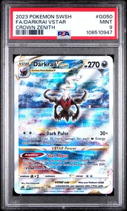 2023 POKEMON SWORD & SHIELD CROWN ZENITH #GG50 FULL ART/DARKRAI VSTAR PSA 9 - Image 1