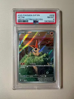 (B) 2025 Pokemon SVP EN 208 Victini Illustration Collection Promo PSA 8 - Image 1