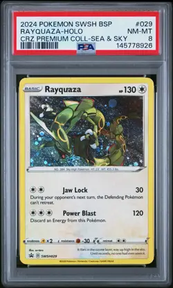 2024 POKEMON SWSH BLACK STAR PROMO #029 RAYQUAZA-HOLO PSA 8 - Image 1