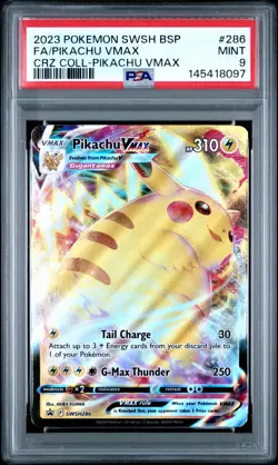 2023 POKEMON SWSH PROMO CROWN ZENITH COLLECTION #286 FULL ART/PIKACHU VMAX PSA 9 - Image 1
