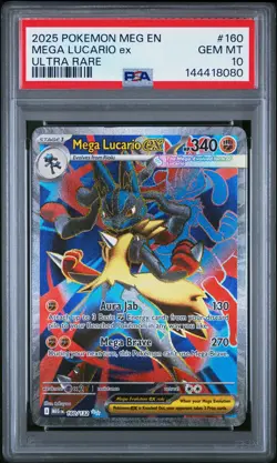 2025 POKEMON MEG EN-MEGA EVOLUTION ULTRA RARE #160 MEGA LUCARIO EX PSA 10 - Image 1