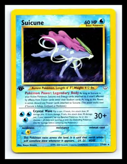 💥 SUICUNE 1st Edition Pokemon TCG 2001 Neo Revelation Set Non HOLO # 27/64 - Image 1