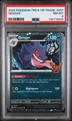 2024 POKEMON TRICK OR TRADE #057 GENGAR PSA 8 - Image 1