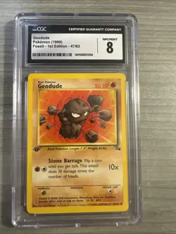CGC 8 Pokemon TCG Geodude Fossil WOTC 47/62 1999 - Image 1