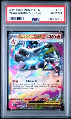 2025 POKEMON PFL EN-PHANTASMAL FLAMES #013 MEGA CHARIZARD X EX PSA 10 - Image 1
