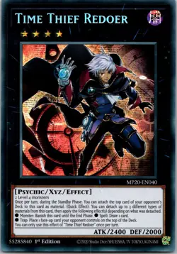 Yugioh Time Thief Redoer MP20-EN040 1st Edition Prismatic Secret Rare NM - Image 1