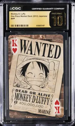 2012 ONE PIECE JAPANESE WANTED DECK K MONKEY D. LUFFY CGC 10 PRISTINE - Image 1