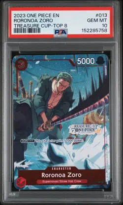 2023 ONE PIECE PROMOS TREASURE CUP 2023-TOP 8 #013 RORONOA ZORO PSA 10 - Image 1
